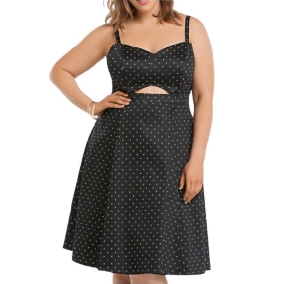 Torrid Black and White Polka Dot Sleeveless Skater Sundress Women's Plus Size 22 - Picture 1 of 9